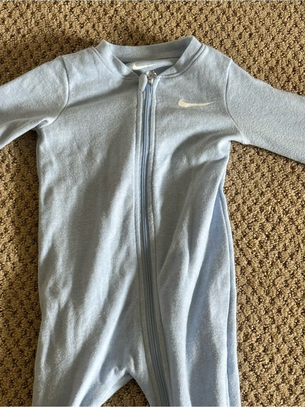 Nike Light Blue Baby Footed One-Piece Zip Pajamas - Picture 2 of 4